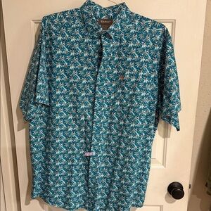 Ariat Men's Teal Palm Print Shirt